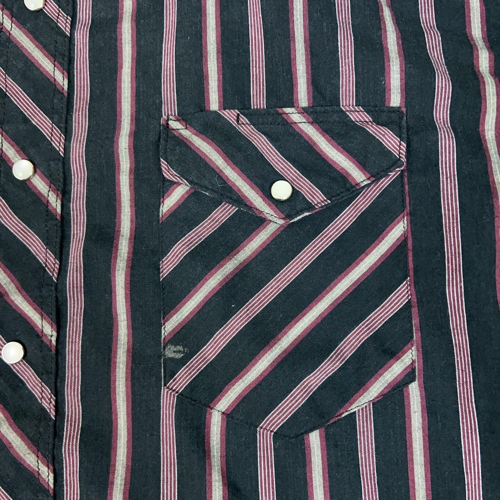 Wrangler Shirt Mens XL Black Stripe Pearl Snap Western Cowboy X Long Tails Top - Picture 2 of 7